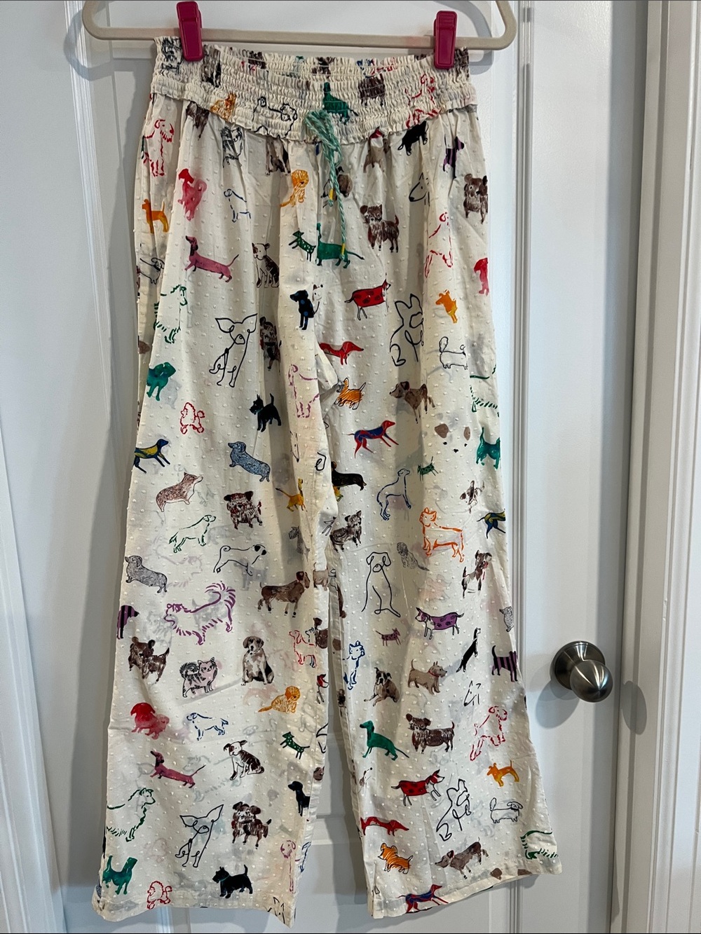 Women’s Cream Dog-Print Lounge Pajama Pants